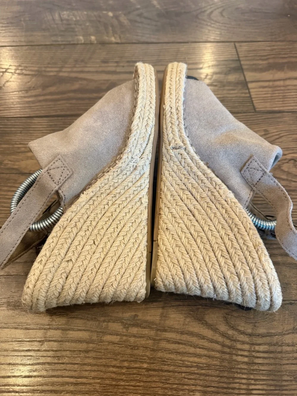 Women's Monica Taupe Suede Espadrille Slingback Wedges Size 8
